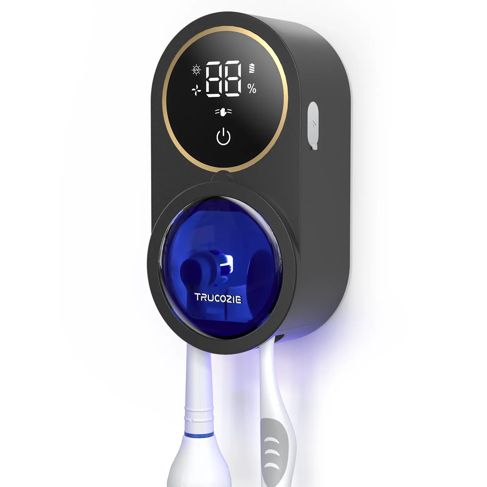 Trucozie  X122 Toothbrush Cleaner, Sanitizer, LED Smart Screen, Rechargeable Wall Mount Toothbrush Holder, Oral Care, Automated