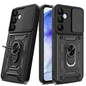 For Samsung Galaxy A55 5G 6.5inch Case with Slide Camera Cover HD Screen Protector [Military Grade 16ft. Drop Tested] Magnetic Ring Holder Kickstand Protective Phone Case