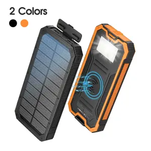 citicr 20000mAh solar power bank, USB-C output and input battery pack, waterproof, dustproof, shockproof, built-in super bright flashlight, wireless charging external battery pack, suitable for most electronic devices on the market