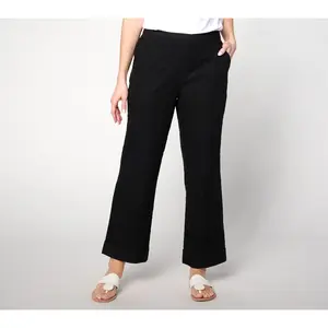Isaac Mizrahi Live! Regular Cotton Eyelet Straight Ankle Pants