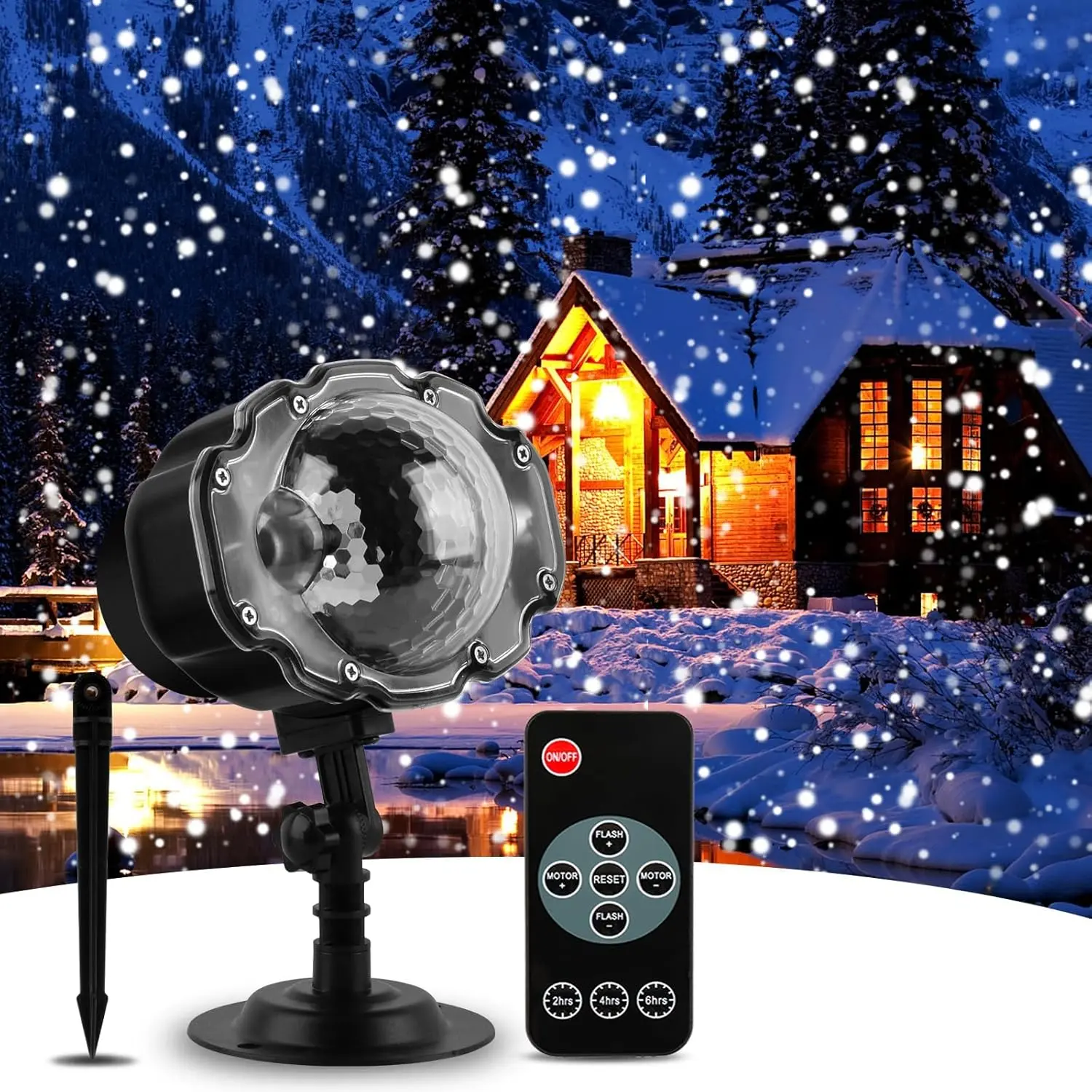 Christmas Snowfall Projector Lights, Indoor Outdoor Holiday Lights with Remote Control, White Snow for Halloween Xmas Party Wedding Garden  Decoration
