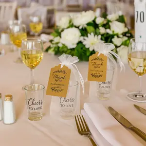 50PCS Acrylic Shot Glass Wedding Favors, 1.2oz Reusable BPA-Free Cups with 'Cheers to Love' Stickers, Kraft Cards, Party & Holiday Drinkware Set Birthday