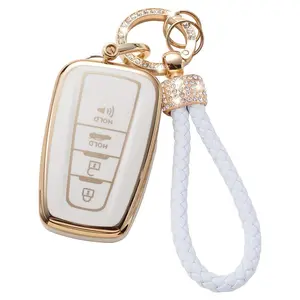 for Toyota Key Fob Cover with Lanyard, Car Key Case Protection for 2018-2022 Camry RAV4 Highlander Avalon C-HR Prius Corolla GT86 Smart Key Holder