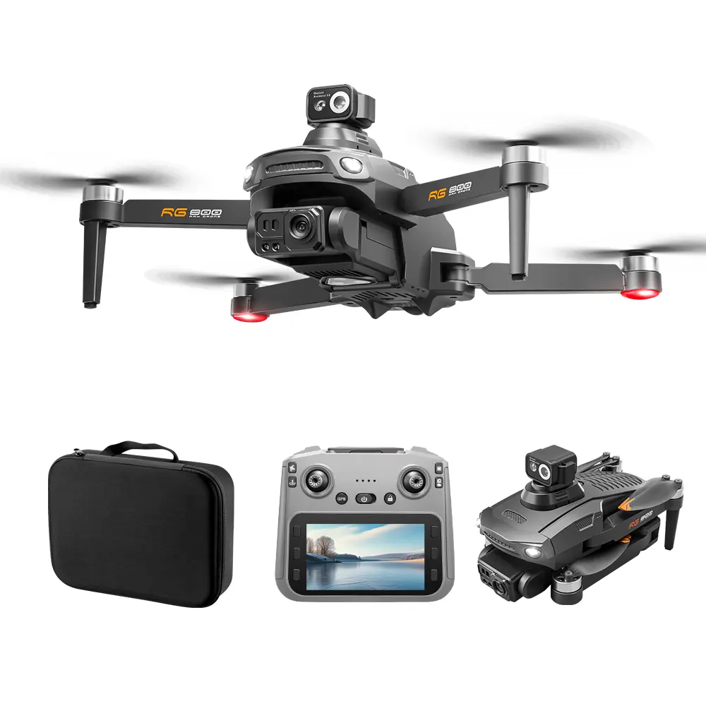 RG800 GPS Aerial Drone High-End Remote Bundle - Dual Cameras, Foldable Design, Brushless Motor, 25-Minute Battery Life, 4.5-Inch Screen Controller, 1-Button Takeoff/Landing/Return