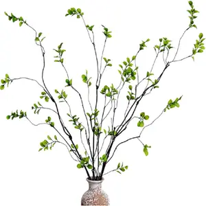 4 Pcs Artificial Ficus Branches Faux Eucalyptus Stems, 47.2 Inch Fake Greenery Stems Artificial Plants for Vase Filler Decoration, Fake Leaves Branches Centerpieces Decor