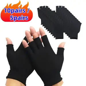 10 pairs/ 5 Pairs Half-Finger Fingerless Gloves, Breathable with Anti-Slip Grip. Unisex for Cycling, Gym, Workout, Motorcycle, Driving, Fishing. Outdoor Sports Gear., Gym Workout Gear, Driving Gloves, Antislip Grip Gloves, Breathable Gloves, Durable
