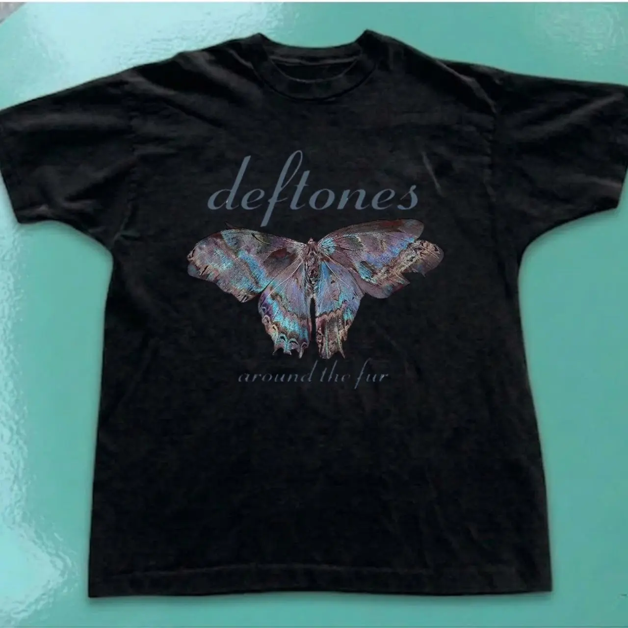 Gildan Men's Black T-shirt, Deftones black cotton t-shirt1, Deftones Around The Fur Butterfly T-Shirt, Vintage Alternative Metal Band Tee, Y2K Grunge Graphic Shirt, Oversized Unisex Streetwear, Concert Gift