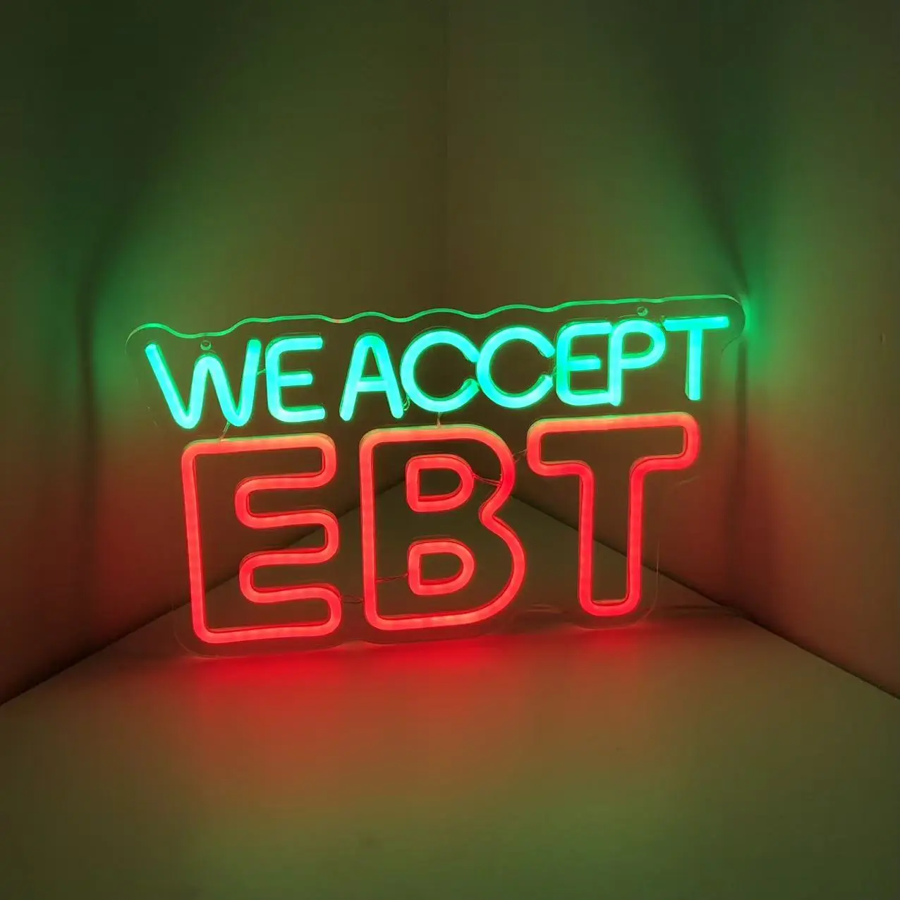 Custom Neon Sign - 38x23in Green-Red LED EBT Light with Remote Control & Mounting Hardware, Glowing and Beautiful Café Accessory for Business & Live-Streaming Room, Hanging Wall Decor