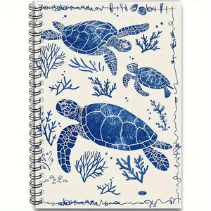 Turtle Pattern Notebook, Spiral Notebook Journal, Daily Checklist Planning Notebook, Meeting and Study Notebook, Perfect for Birthdays As a Gift for Family, Friends, and Colleagues