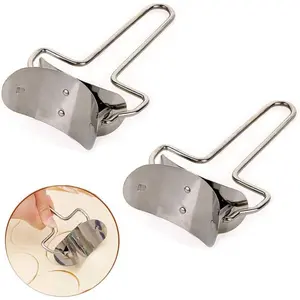 2 Pieces Stainless Steel Pastry Rolling Cutter Circle Dough Blade Roller Dumpling Wrapper Mould Pie Ravioli Empanada Pierogi Calzone Making Tools for Home Kitchen, DIY, Gift, Dia.7 cm