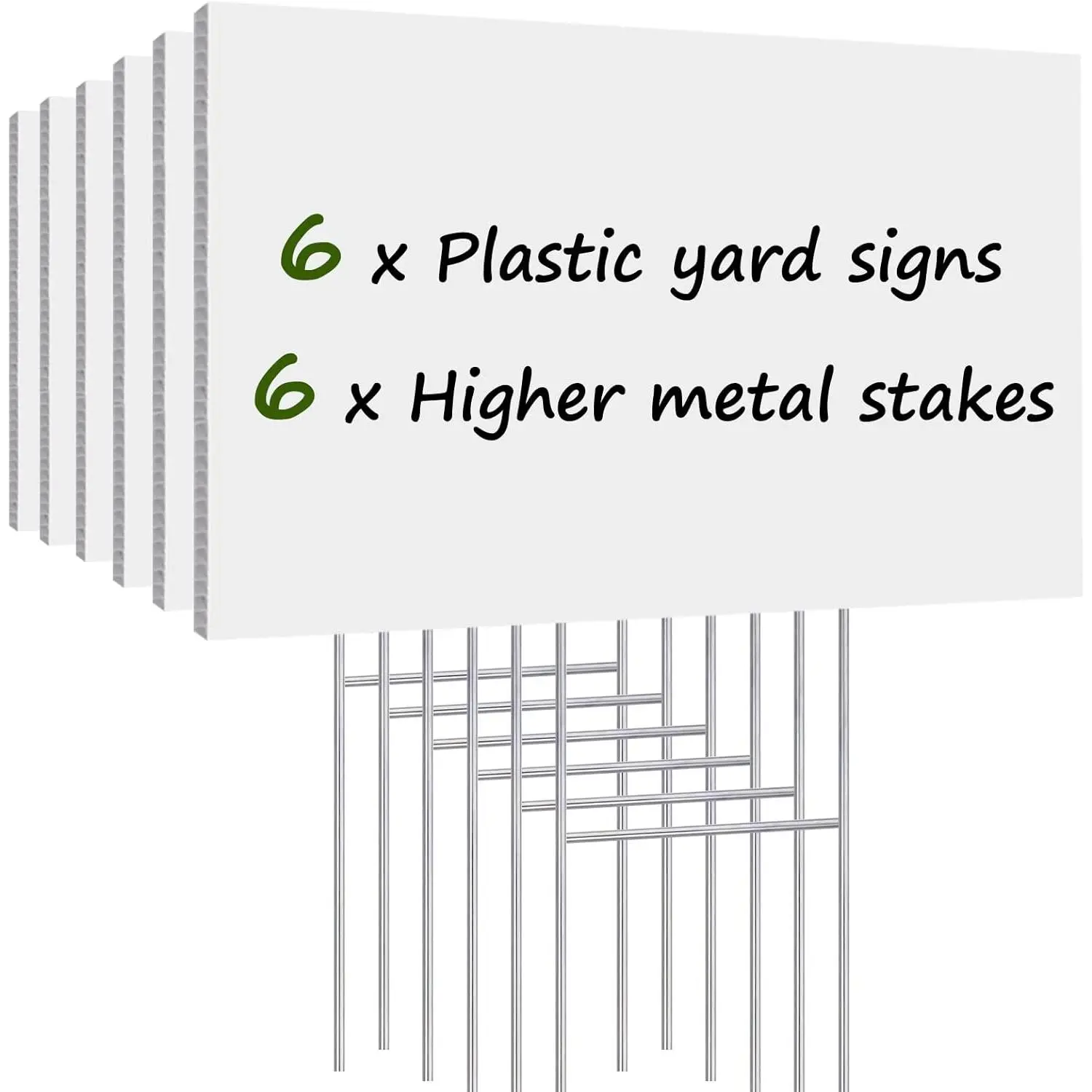 Blank Yard Signs with Stakes,  6 Pack Lawn Signs Corrugated Plastic 17x12 Inches Custom Double Sided for Yard  Sign Outdoor, Garage , Open House, Estate , Guidepost, Birthday Party