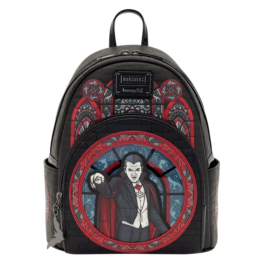 Loungefly Universal Monsters Dracula Print Debossed Faux Leather Mini Backpack for Unisex Adults - Everyday Carry, Carry On Backpack, 9” W x 10.5” H x 4.5” D Casual Bag, Carry On Backpacks