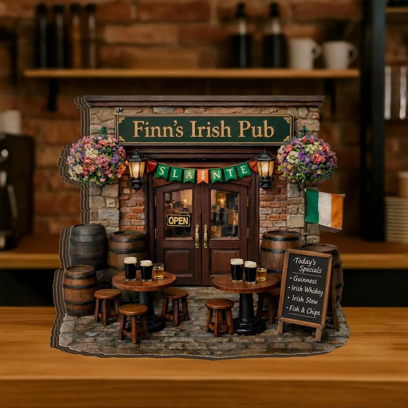 Personalized Irish Pub Wooden Block Decor, St Patrick’s Day Bar Gift