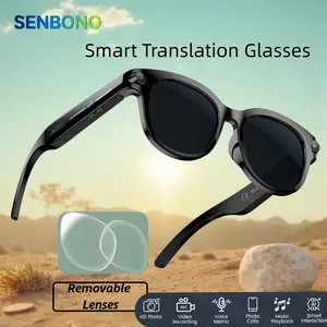 SENBONO AI Smart Audio Glasses with Camera: HD Video Recording, Built-in Speakers & Microphone, Music Playback, Voice Assistant, AI Translation, and 290mAh Long-Lasting Battery — An Outdoor Wearable Smart Device