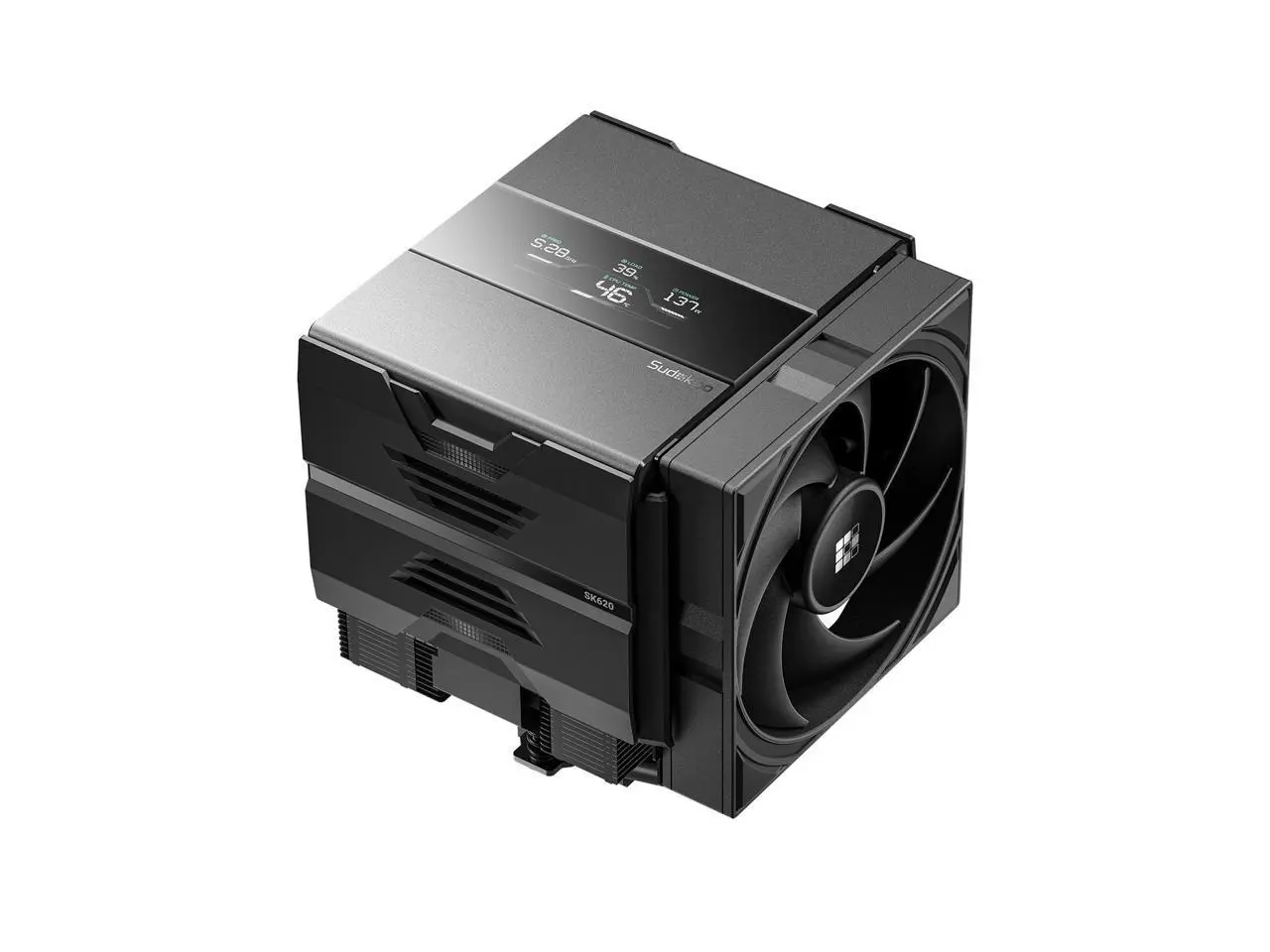 Sudokoo SK620V CPU Air Cooler: 6 Heatpipes Dual Tower CPU Cooler with Digital Display for AM5 Exclusive - Black PC Cooler with 120mm FDB PWM Quiet Fans & Quick Lock Mount