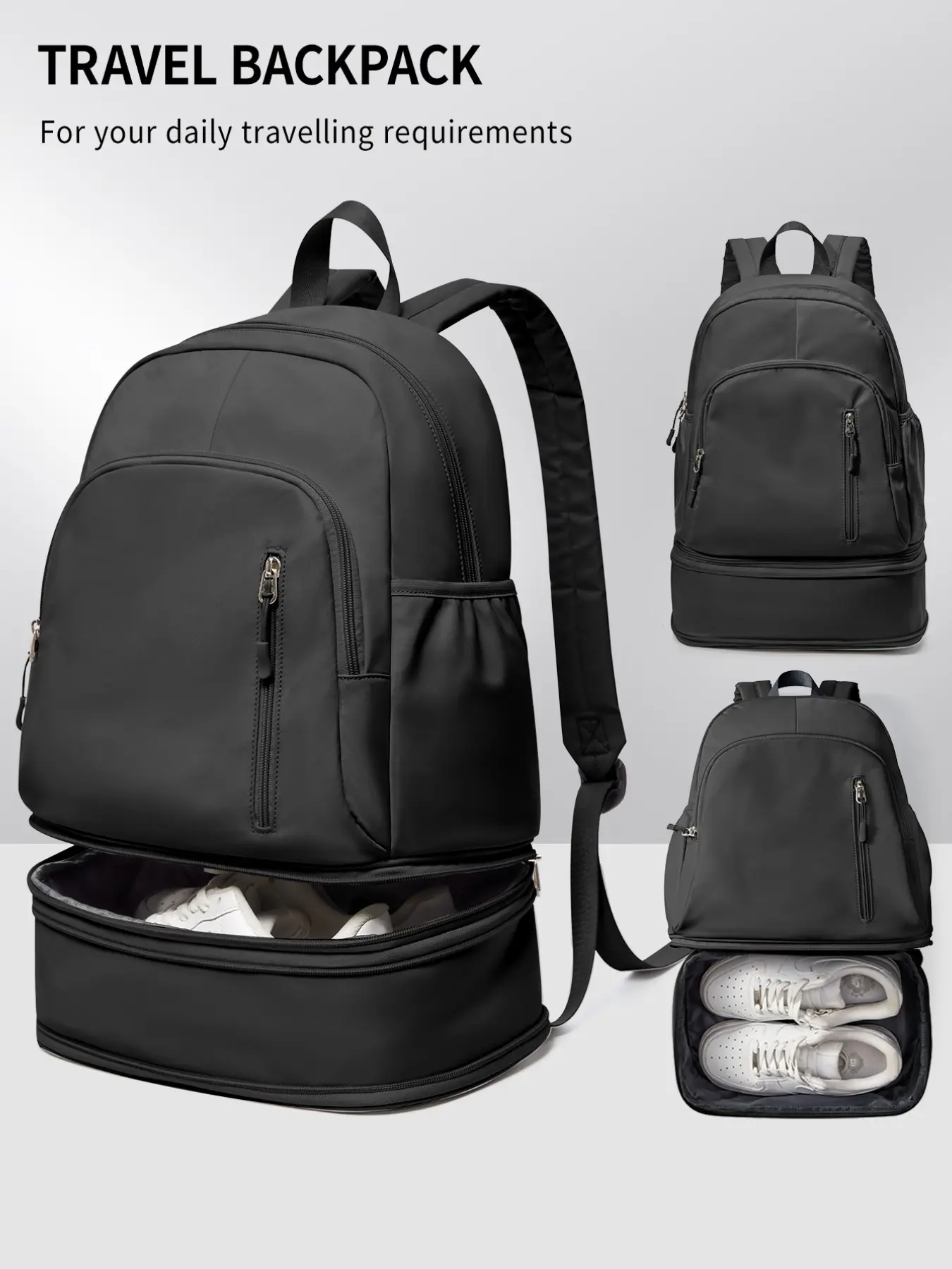 Casual daily backpack, sports travel backpack, unisex large‑capacity Active fitness bag with dedicated compartment for tennis racket, separate shoe compartment and multiple compartments. Suitable for travel, sports and fitness.