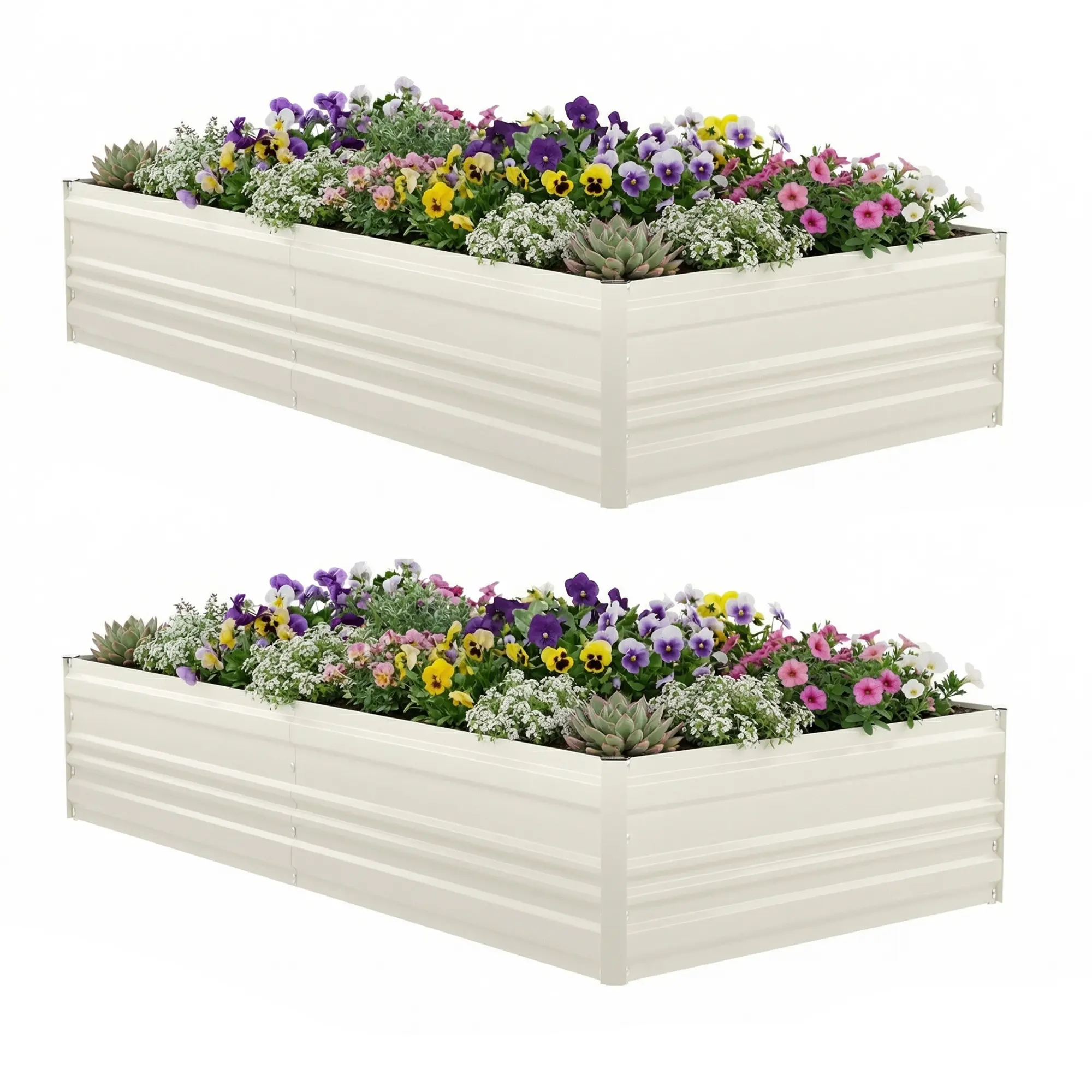 #summersale WORKPRO Outdoor Galvanized Raised Garden Bed, Rust-Resistant Planter Raised Beds for Vegetable, Flowers, Herbs