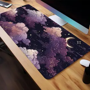 Creative Moon & Star Pattern Mouse Pad, Non-slip Rubber Base Stitched Edge Desk Keyboard Pad, Large Gaming Mouse Pad for Home Office Game, Office Desk Accessories, Corporate Work Desk Accessories, Gaming Desk Accessory