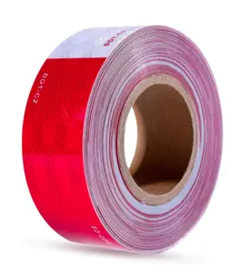 High-Visibility Reflective Safety Tape – Waterproof Red & White Conspicuity Tape for Trailers, Trucks, Cars, and Outdoor Use, 2 Inches x 30 Feet