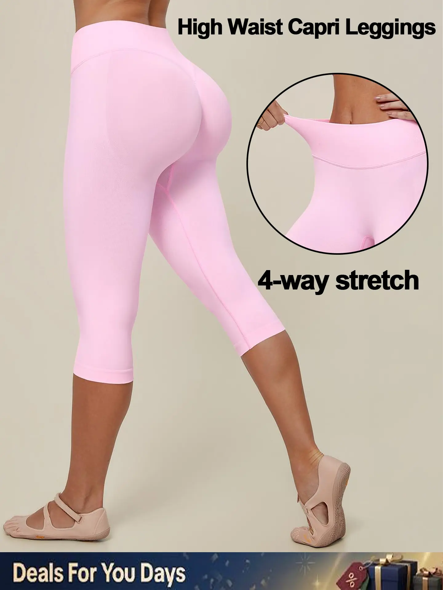 GYMER High Waisted Wide Leg Capri Pants for Women Tummy Control Yoga Pants Casual Athletic Lounge Activewear