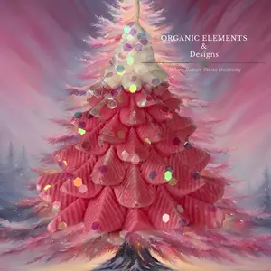 Snowed Pink Christmas Tree Pillar Candle with Eco-Friendly Iridescent Glitter for Festive Home Decor