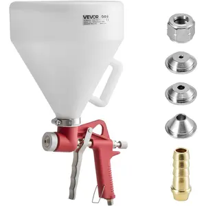 VEVOR Air Texture Spray Gun, 1.45 Gallon Air Hopper Spray Gun, Professional Drywall Texture Painting Sprayer with 3 Nozzles (3.5mm, 6mm, 8mm) for Popcorn, Knockdown, Orange Peel Textures