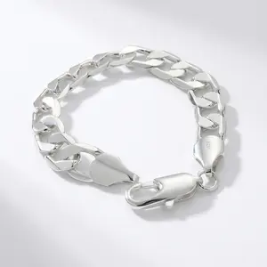 S925P Cuban Bracelet and Figaro 7,5'' in 12MM no Tarnish in Fina Silver Plated S925P Cuban Bracelet and Figaro 7,5'' in 12MM no Tarnish in Fina Silver Plated