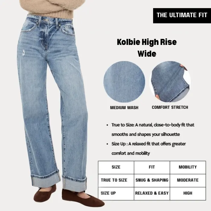 [THE ULTIMATE FIT] KANCAN - Kolbie Women's Denim High Rise Cuffed Wide