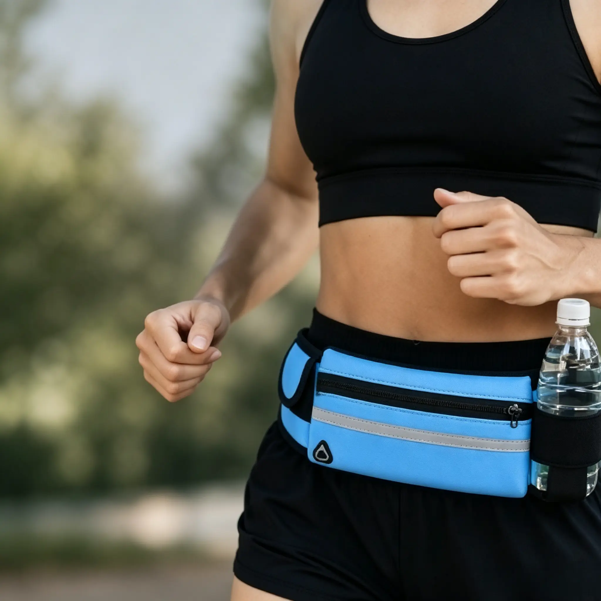 Multi-Sport Large Capacity Waist Pack - Comfortable, Lightweight, Water-Resistant Sporty Waistpack with Water Bottle Holder, Zipper Pocket for Active Individuals (Running, Hiking), Cycling, Outdoor Activities