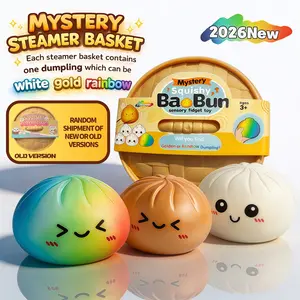 Smiling Face Emoji Big Dumpling Squishy - Mystery Bun Fidget Toy, Easter Gift, Soft TPR Material, Stress Relief Toy, Unboxing Surprise Random Style, Equipped with Beautiful Greeting Cards, Perfect Easter Basket Stuffer & Easter Party Favor