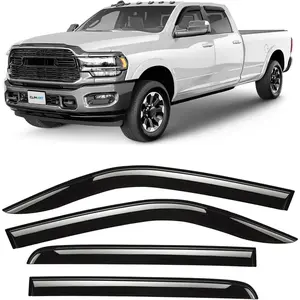 CLIM ART Incredibly Durable Rain Guards for Dodge RAM 2500 3500 2019-2026 Crew Cab, Original Tape-on Window Deflectors, Vent Deflector, Vent Window Visors,Dark Smoke,Truck Accessories, 4pcs-409006LPv