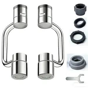 2 Pack 1440° Rotatable Faucet Extender, 2 Spray Mode Adjustable Universal Faucet Aerator, Swivel Faucet Extension for Kitchen Bathroom Sink, Silver