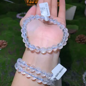 【Azeztulite Crystal】Azeztulite clear Round Beaded ice cracking Bracelet Crystal Gift