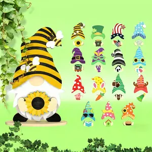 Year-Round Home Decor Set, 33 Interchangeable Gnome Ornaments, Seasonal Gnome Markers, Wooden Cut Files, Bee, Christmas, Easter, Halloween, Holiday Decorations