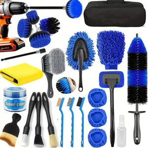 26pcs Car Detailing Brush Set, Car Detailing Kit, Car Detailing Brushes, Car Cleaning Kit, Car Windshield Cleaning Tool, Professional Car Care Kit - Car Wash Brush Kit for Interior Exterior Wheels