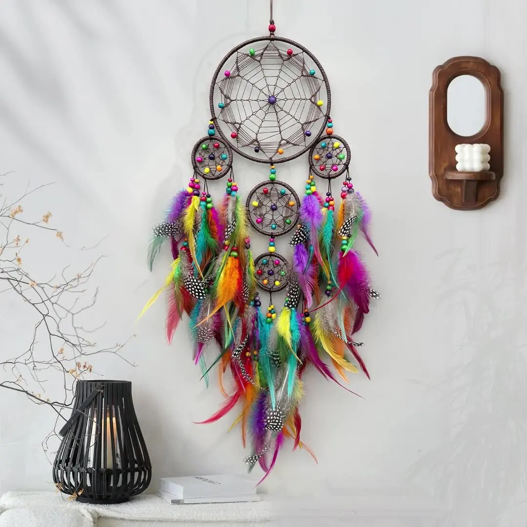 Handmade Feather Dreamcatcher, Elegant Hanging Decor, Artistic Home Decor, Home Ornament, Bohemian Knot Design, Wedding Decoration, Unique Wall Art Gift, Interior Wall Decor, Perfect for Special Occasions