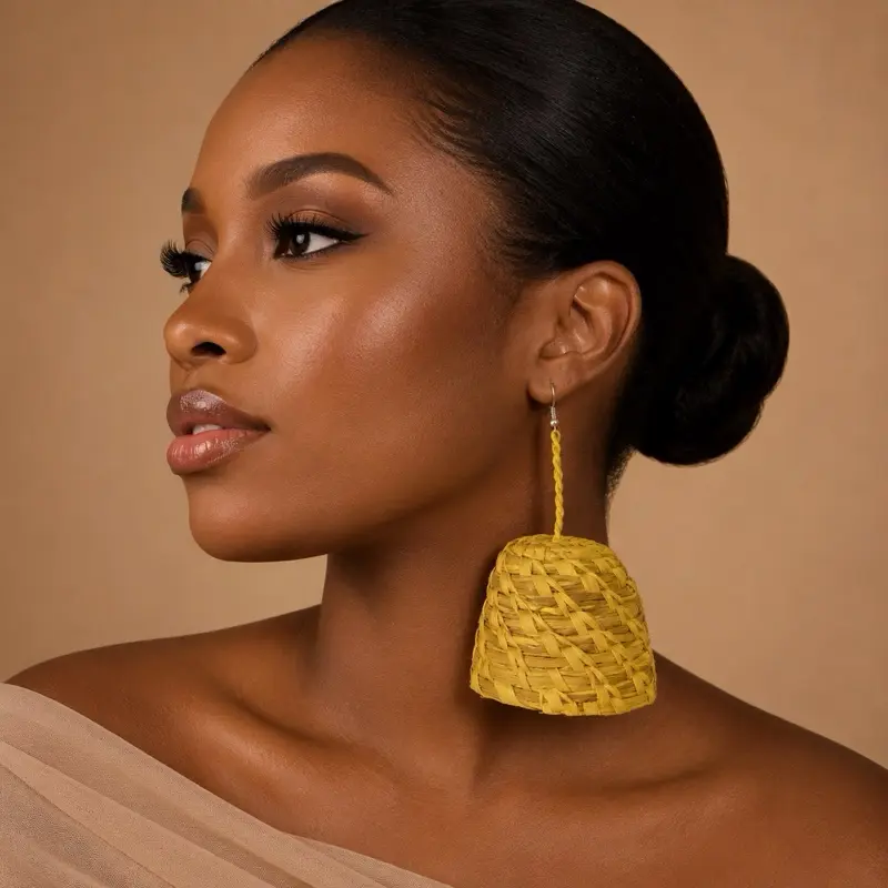 Raffia Bell Drops Handmade Jewelry Earring