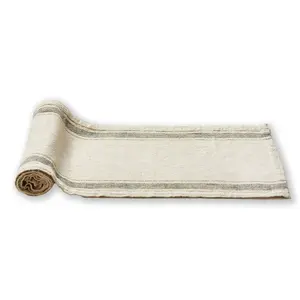 tag Aspen Stripe Cotton Table Runner 90x14.5 in Beige for Christmas - Machine Washable Decorative Tablecloth
