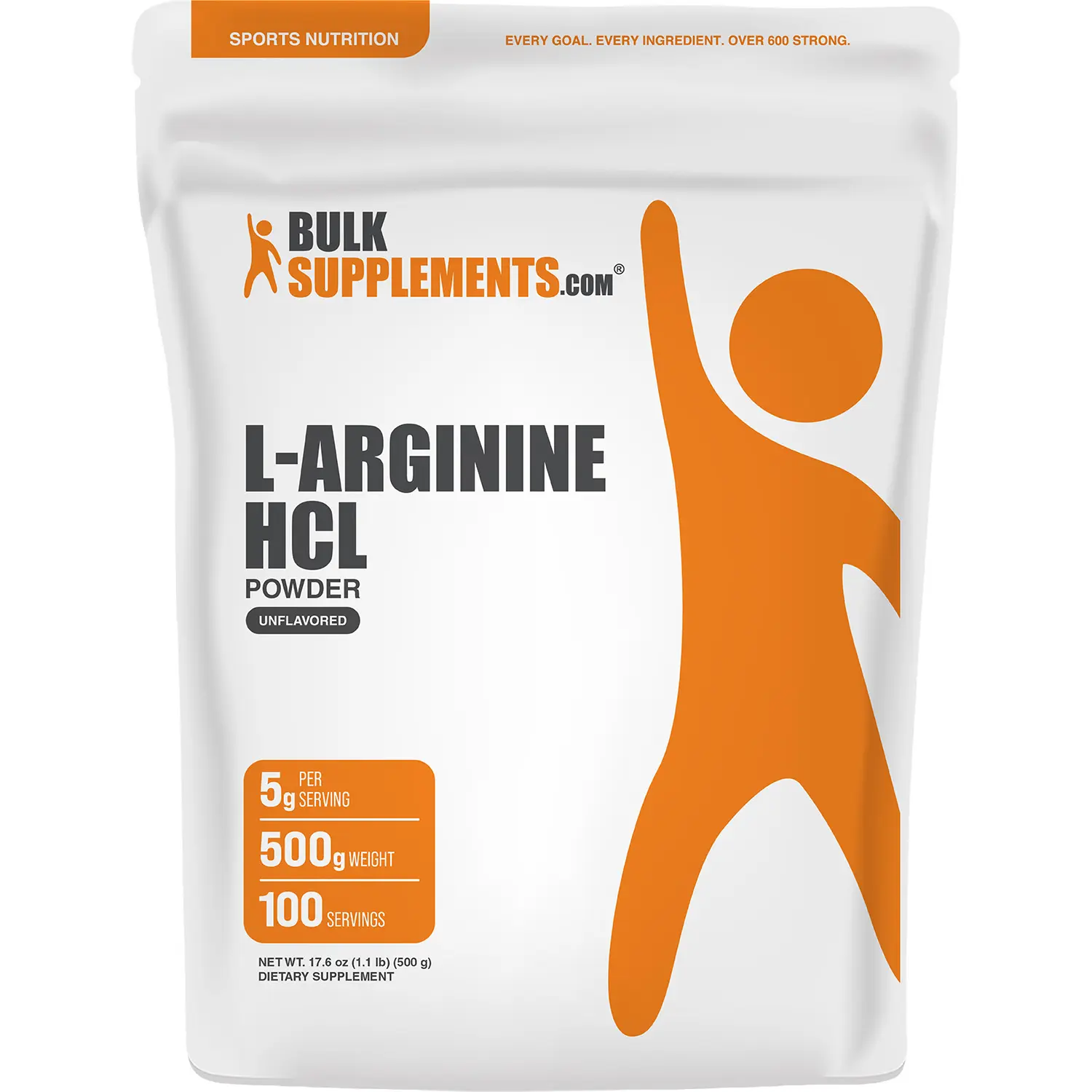 BulkSupplements L-Arginine HCl Powder - Pure Amino Acid Athletic Dietary Supplement - Supports Exercise Performance, Muscle Health, Cardio Boost - 5g per Serving, Dairy Free, Prop 65 Safe, Multi-Size Options (100g-1kg)