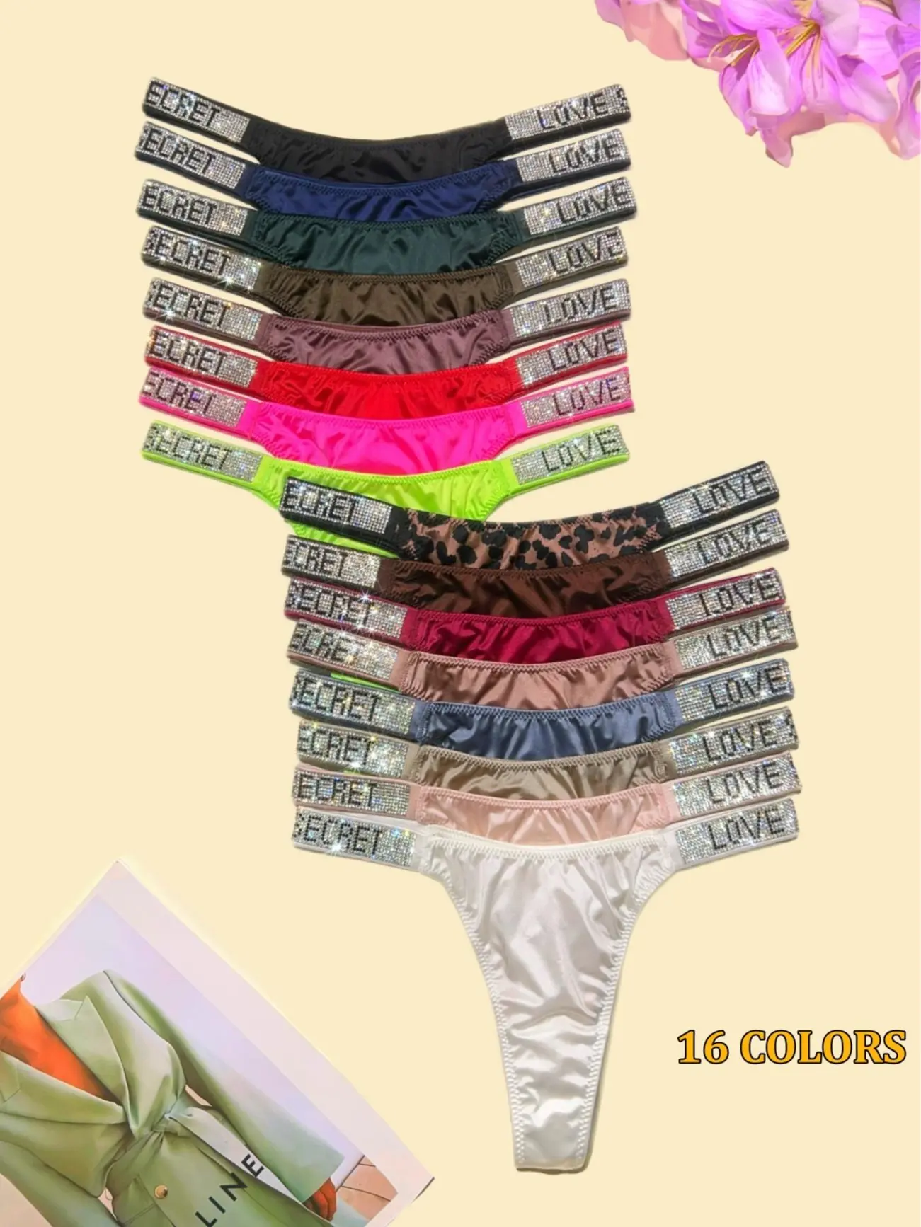 Love Secret Design 3-6 Packs Sparkling A+ Class Rhinestone Thongs/T-back/Briefs  Nylon Spandex Cotton High Quality Comfortable Fresh Underwear Panties for Daily Life Sports Four-Season Multi-Pack Fashion Soft Breathable Knicker Womenswear - Seamless