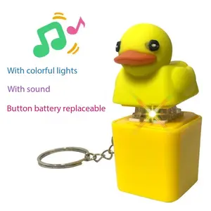 New style little yellow duck decompression button game electronic same-style sound-producing keychain press sound-producing pendant accessory