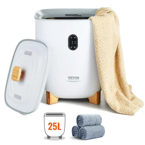 VEVOR 25L Household Towel Warmer Canister for Large Families, 2 Heat Modes, 20/40/60/90 Min Auto Shut Off, Bottom Heating Columns, LED Screen, Even Heat, V0 Flame-Safe, Customizable Fragrance, Safe and Warm for Bathroom, Spa
