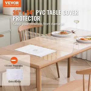 VEVOR Plastic Table Cover, TikTokShopBlackFriday, 36 x 54 Inch 1.5 mm Thick Clear Table Protector, Rectangle PVC Desk Mat, Waterproof & Easy Cleaning Desk Pad Tablecloth, for Office Dresser Dining Room Table Night Stand