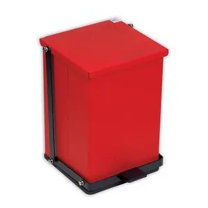 212 MAIN Detecto P-24R Trashcan - 24 qt/6 gal, 16 in. H x 11.75 in. W x 13 in. D, Baked Epoxy Finish Red Receptacle with Step-On Lid & Self-Close Feature for Baby Room Biocontainment & Decoration