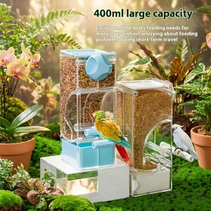 Smart Gravity Bird Feeder, Mess-Free Automatic Parrot Food Box, Heavy-Duty Clear Acrylic External Dispenser - Easy to Clean
