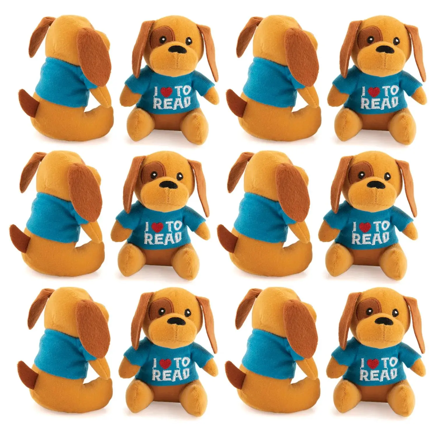 Adorable I Love to Read Stuffed Puppies - 48 Pc. for Kids and Parties