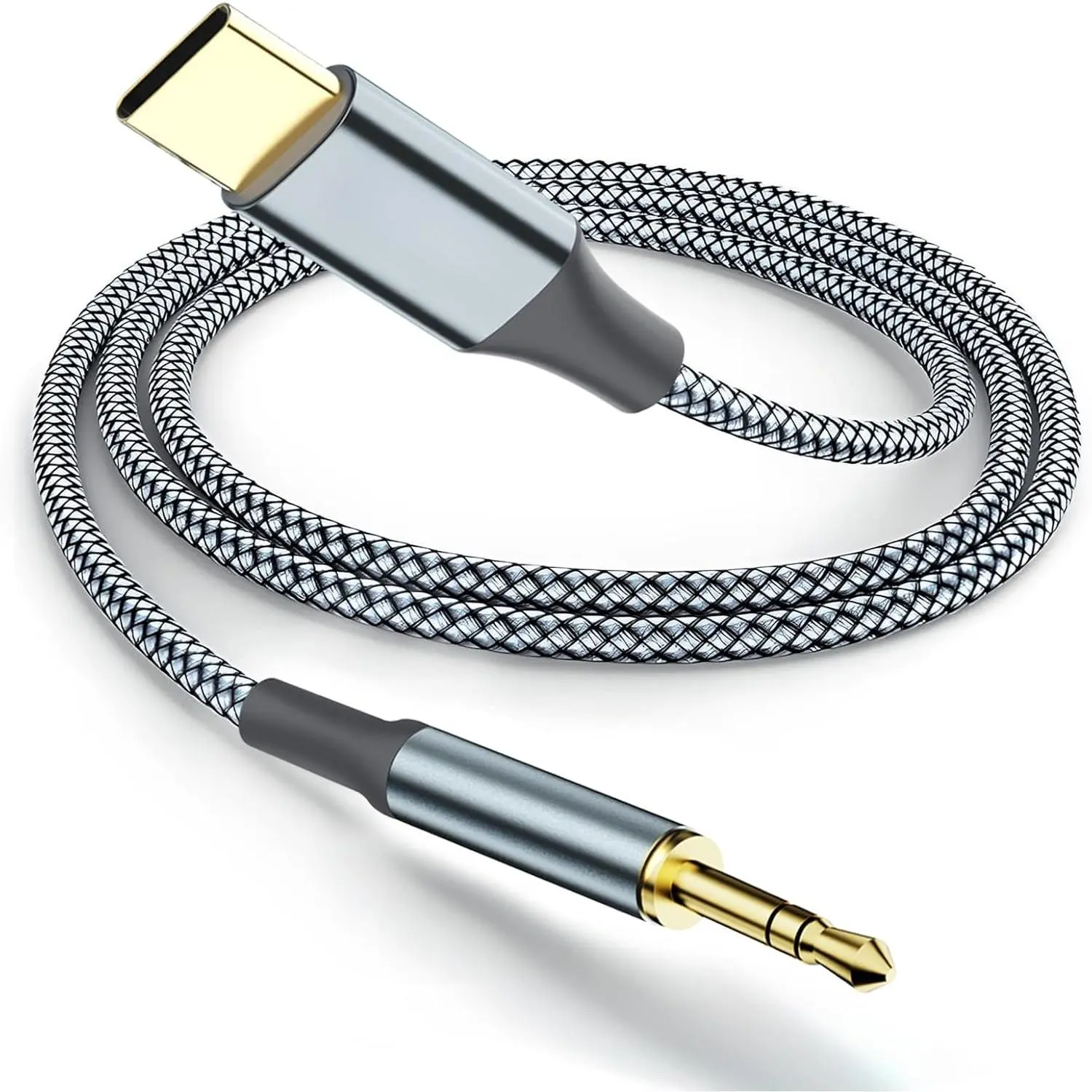 Braided 3.5mm Aux to USB C Audio Adapter - Metal TRS Male to Male Cord for Headphones, Device Protection, Compatible with iPhone 16/15 Series, iPad Pro/Air, Pixel 7/6