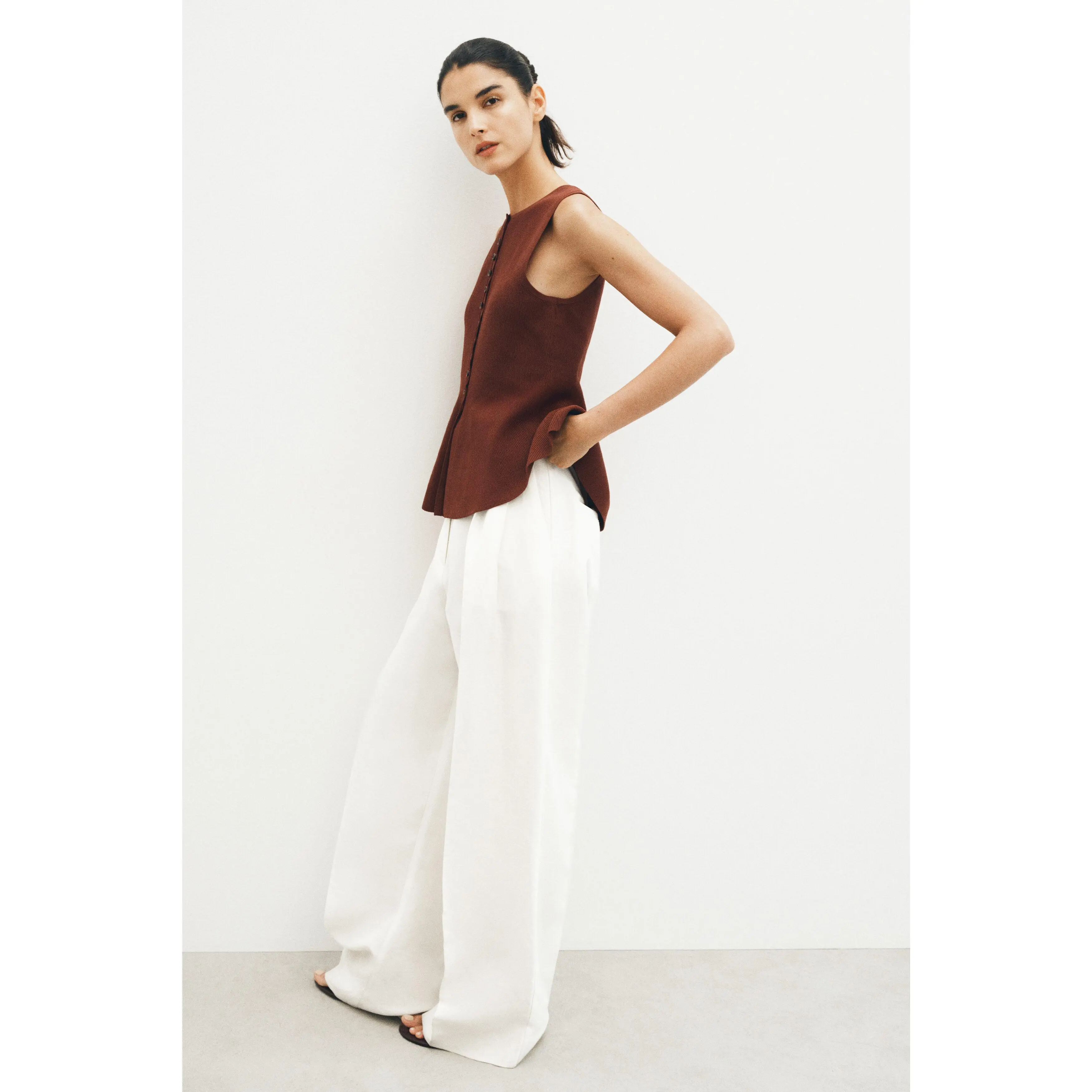 H&M Rib-knit peplum waistcoat