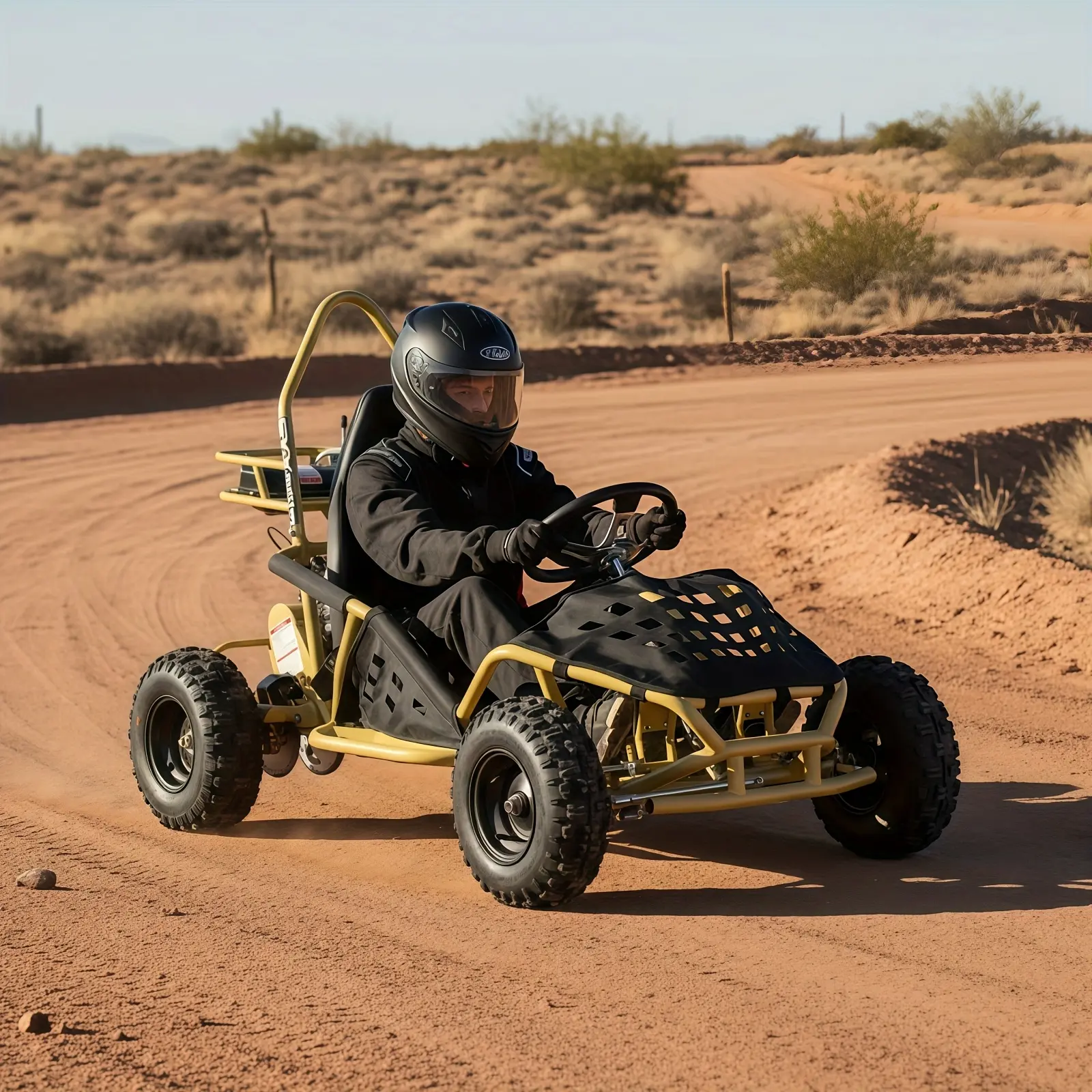 GK 49cc Go Kart, 4-Stroke Gas Powered Go Kart for Kids, Off Road Go Karts with Seat Belt, Pull Start Automatic Clutch 1 Seater Go Cart, 143 Lbs Maximum Load, EPA Approved