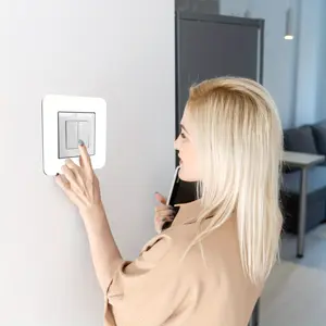 4PCS Self-Adhesive Acrylic Light Switch Cover | 3.38" Square Peel & Stick Wall Plate | No Tools Needed Modern Home Decor Upgrade for Standard Switches